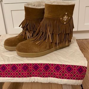 Tory Burch suede fringe boots